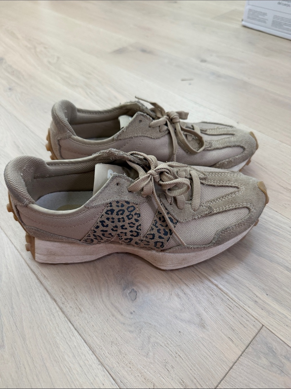 New Balance Beige/Tan Leopard Accent 327 Size 7.5